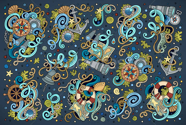 набор морской морской объекты красочный Сток-фото © balabolka