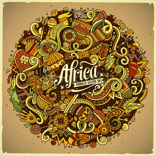 Stock photo: Cartoon cute doodles Africa illustration