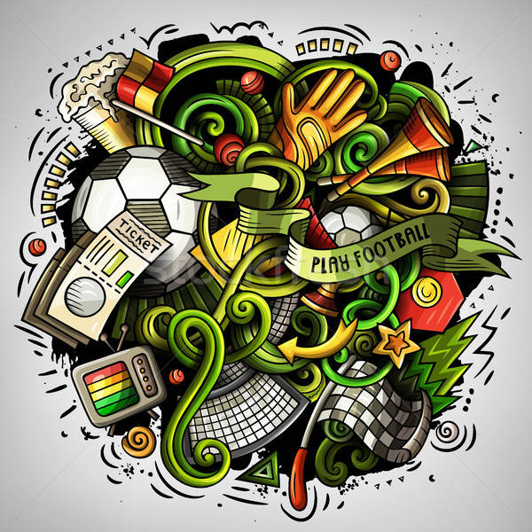 Karikatur Vektor Kritzeleien Fußball Illustration farbenreich Stock foto © balabolka