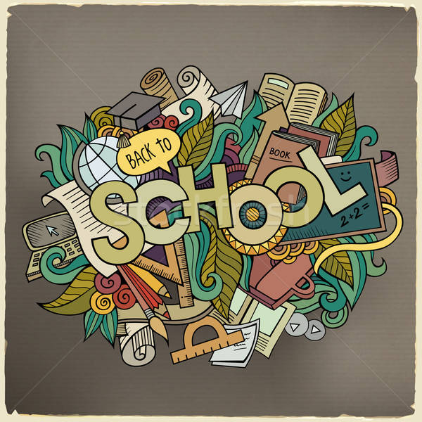 School hand lettering and doodles elements Stock photo © balabolka