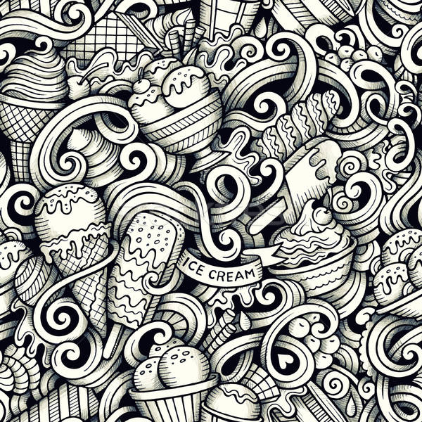 Cartoon hand drawn ice cream doodles seamless pattern Stock photo © balabolka