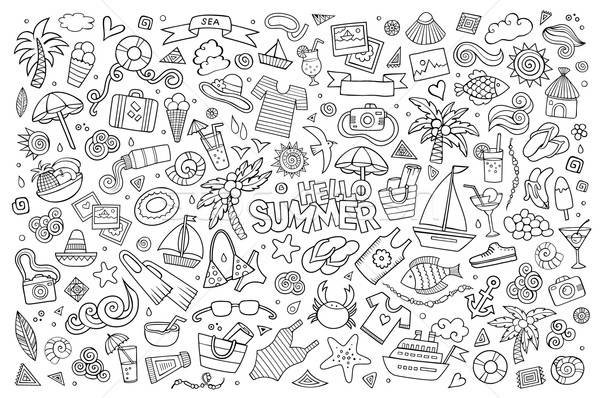 Summer beach hand drawn vector symbols and objects Stock photo © balabolka