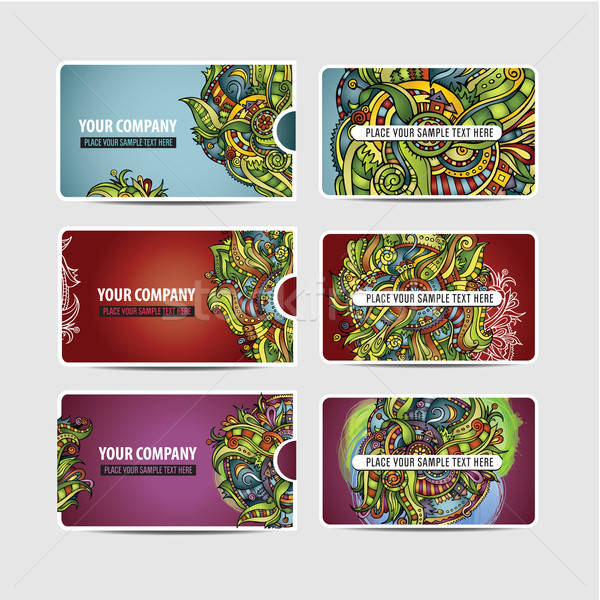 Vektor dekorativ dekorativ ethnischen Karten Visitenkarten Stock foto © balabolka