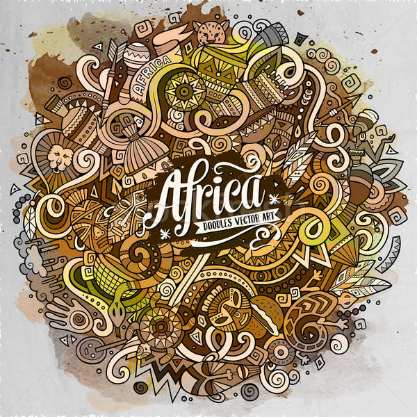 Cartoon cute doodles Africa illustration Stock photo © balabolka