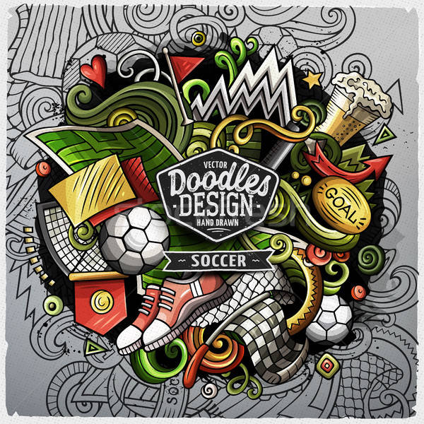 Soccer cartoon vector doodle illustration Stock photo © balabolka