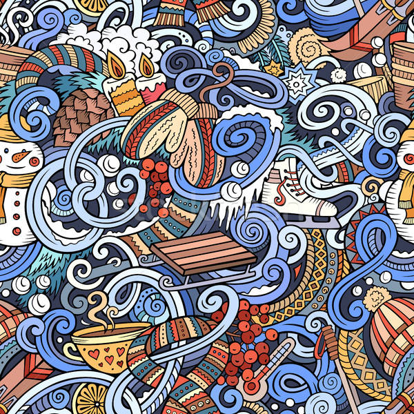 Karikatur Kritzeleien Wintersaison cute farbenreich Stock foto © balabolka