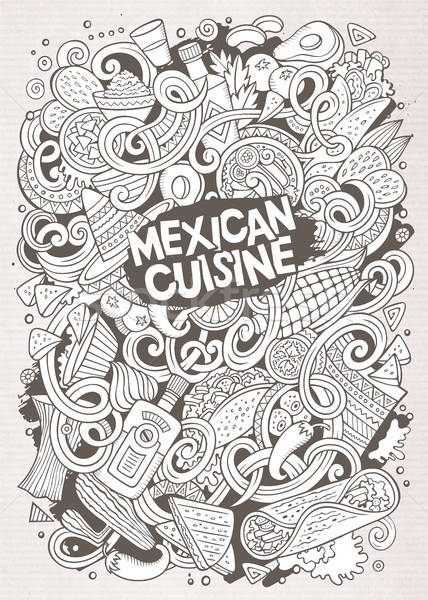 Cartoon cute garabatos comida mexicana ilustración dibujado a mano Foto stock © balabolka