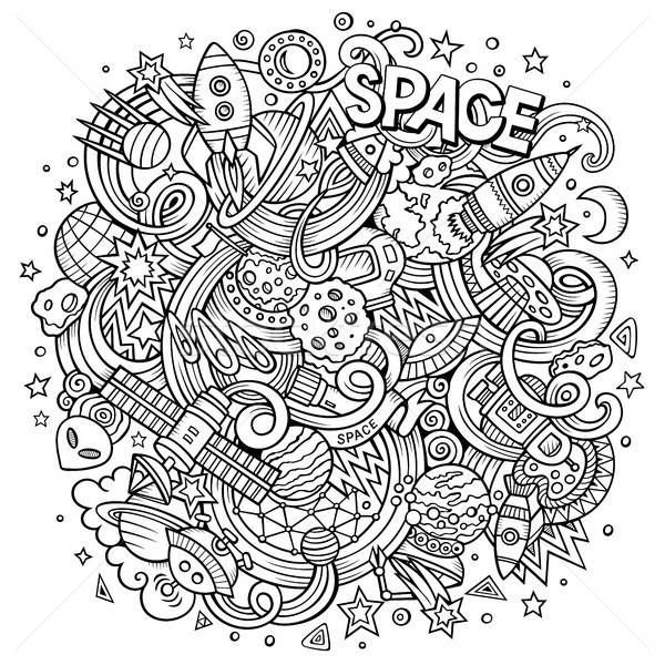 Cartoon hand-drawn doodles Space illustration Stock photo © balabolka