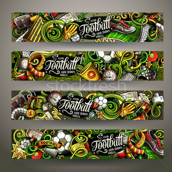 Cartoon vector doodles Football horizontal banners Stock photo © balabolka