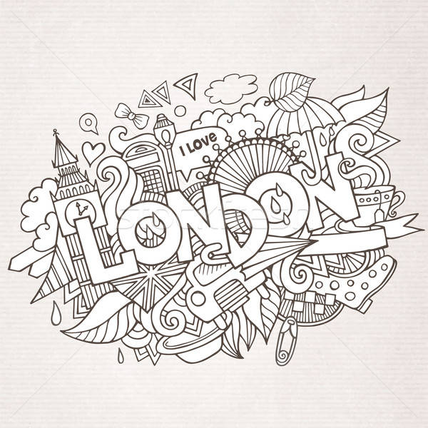 London hand lettering and doodles elements background. Stock photo © balabolka