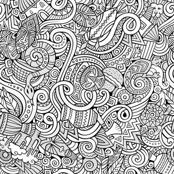 Cartoon hand-drawn doodles on the subject of Africa style theme  Stock photo © balabolka