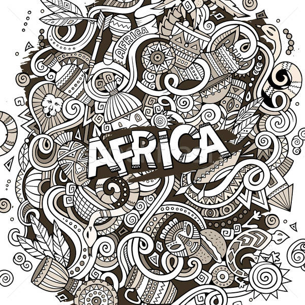 Cartoon cute doodles Africa illustration Stock photo © balabolka