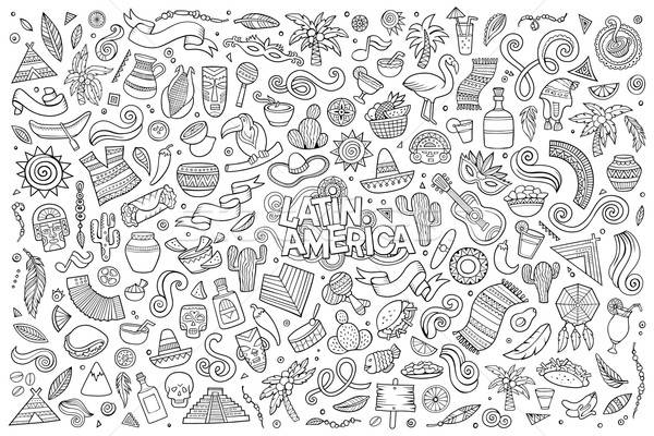 Sketchy vector hand drawn Doodle Latin American objects Stock photo © balabolka
