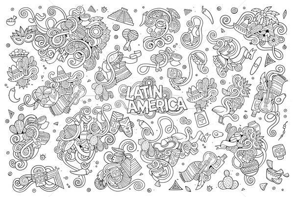 Sketchy vector hand drawn Doodle Latin American objects Stock photo © balabolka
