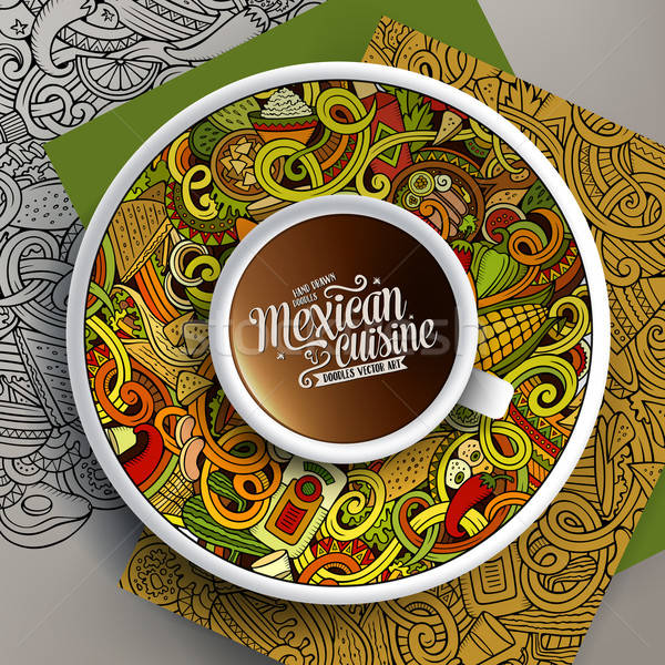 Fincan kahve Meksika karalamalar meksika yemekleri Stok fotoğraf © balabolka