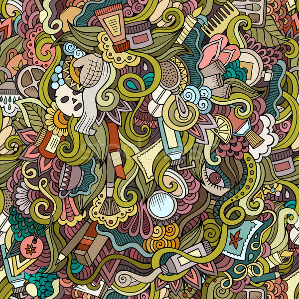 Cartoon hand-drawn Doodles on the subject of cosmetic  Stock photo © balabolka