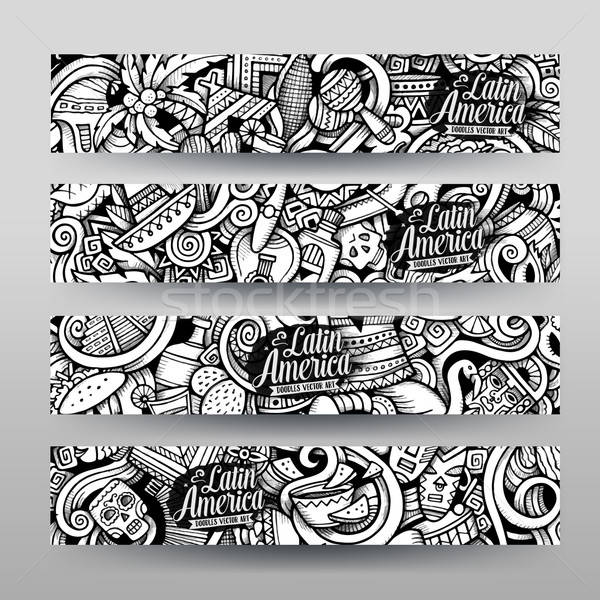 Stock photo: Graphics vector Latin American Doodle banners