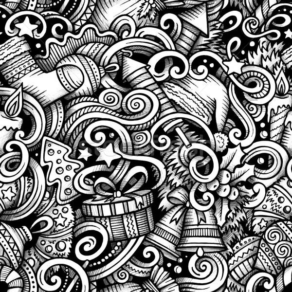 Cartoon doodles New Year season trace seamless pattern Stock photo © balabolka