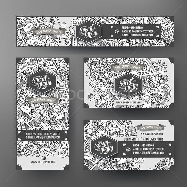 Corporate Identity templates set design doodles Social media theme Stock photo © balabolka