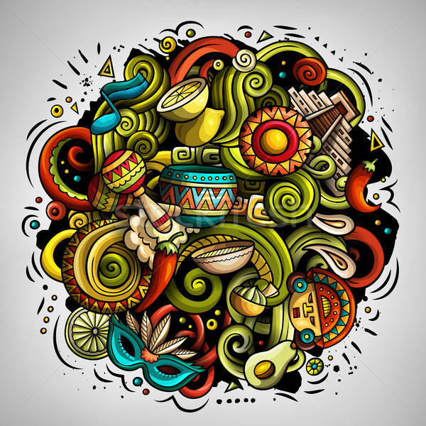 Karikatür vektör karalamalar latin amerika örnek renkli Stok fotoğraf © balabolka