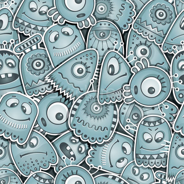 Idegen szörnyek végtelen minta vektor rajz textúra Stock fotó © balabolka