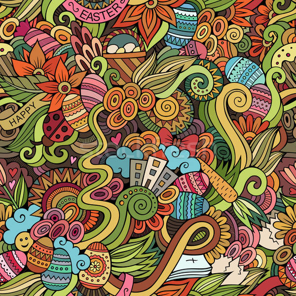 Easter doodles vector seamless pattern Stock photo © balabolka