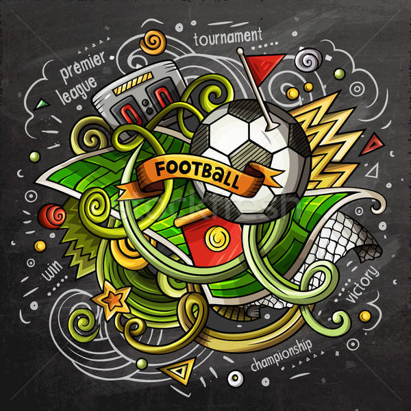 Foto stock: Fútbol · Cartoon · vector · garabato · ilustración · pizarra