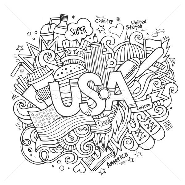 USA hand lettering and doodles elements background Stock photo © balabolka