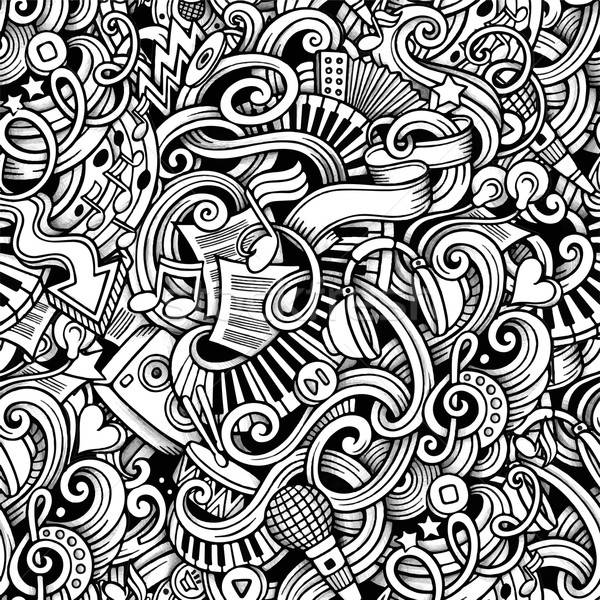 Cartoon hand-drawn doodles on the subject of Music style theme Stock photo © balabolka