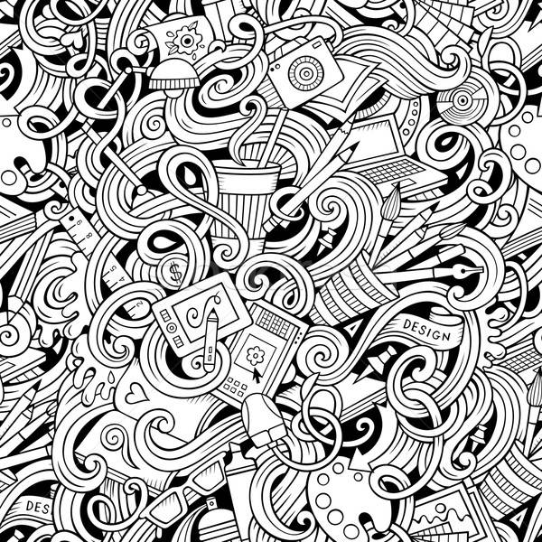 Cartoon hand-drawn doodles on the subject of Design seamless pattern Stock photo © balabolka