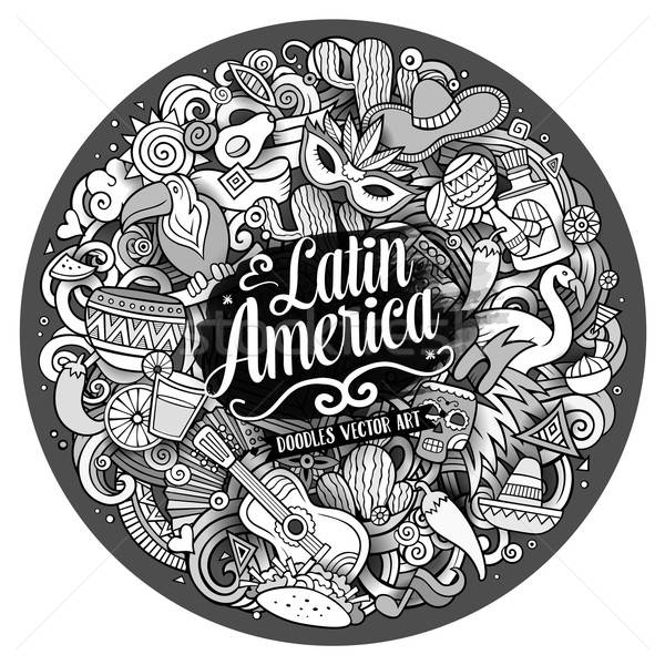 Lateinamerika Vektor Hand gezeichnet Doodle Illustration Karikatur Stock foto © balabolka