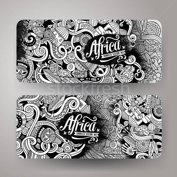Desen animat drăguţ vector Africa bannere Imagine de stoc © balabolka