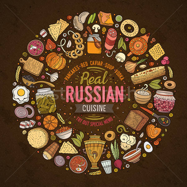 вектора набор русский продовольствие Cartoon болван Сток-фото © balabolka