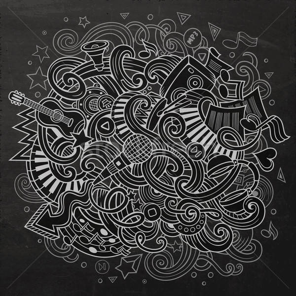 Hand-drawn chalkboard doodles Musical illustration Stock photo © balabolka