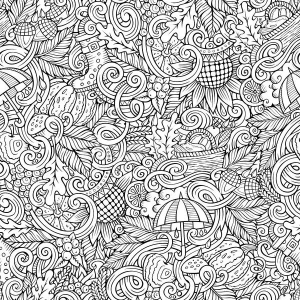 Cartoon cute doodles autumn seamless pattern Stock photo © balabolka
