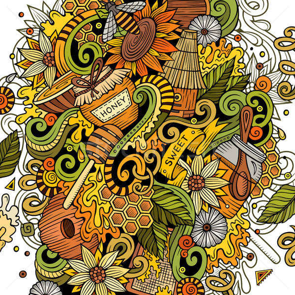 Cartoon cute doodles Honey illustration Stock photo © balabolka