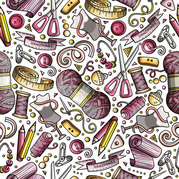 Cartoon cute hand drawn Handmade seamless pattern Stock photo © balabolka