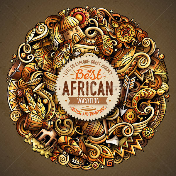 Imagine de stoc: Desen · animat · vector · Africa · ilustrare · colorat