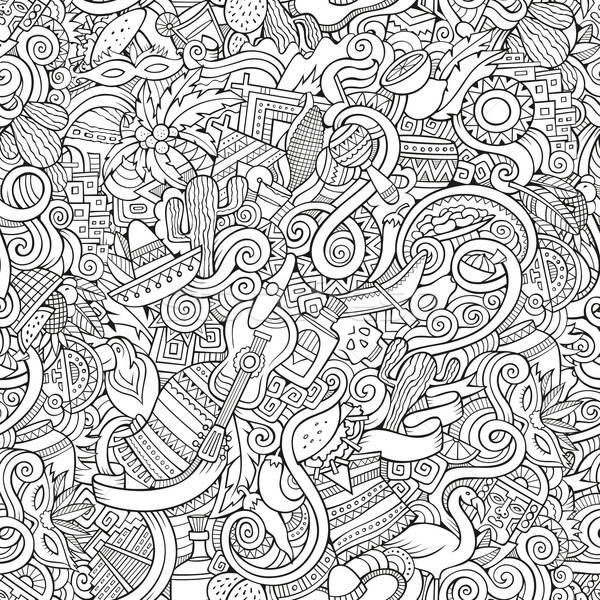 Stock photo: Cartoon hand-drawn doodles on the subject Latin American style