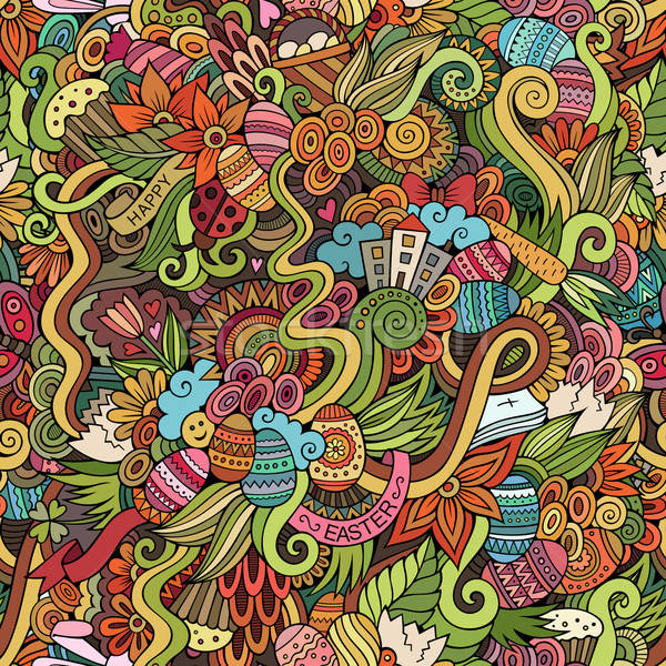 Easter doodles vector seamless pattern Stock photo © balabolka