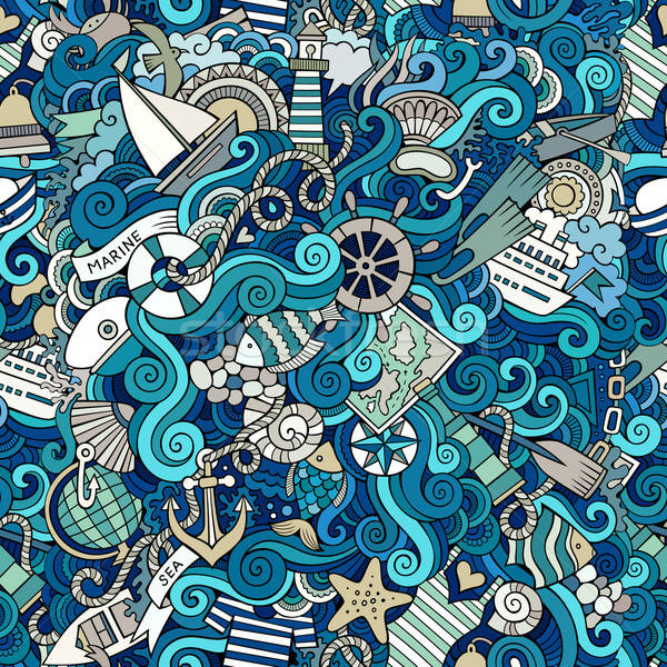Seamless pattern sealife and marine Stock photo © balabolka
