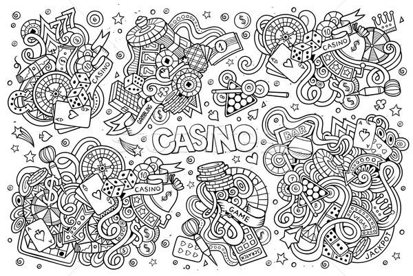 Sketchy vector hand drawn doodles cartoon set of Casino objects  Stock photo © balabolka