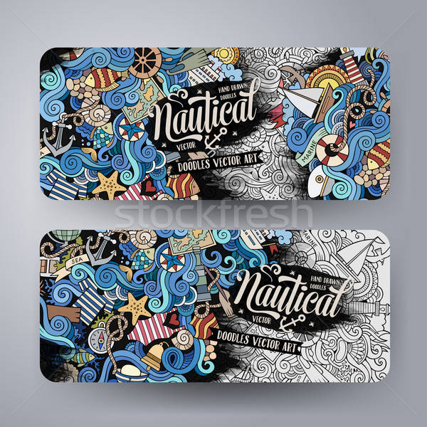 Cartoon ligne art vecteur marines nautique Photo stock © balabolka