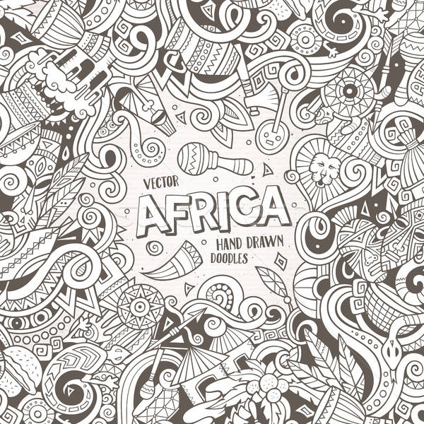 Cartoon cute doodles Africa frame Stock photo © balabolka