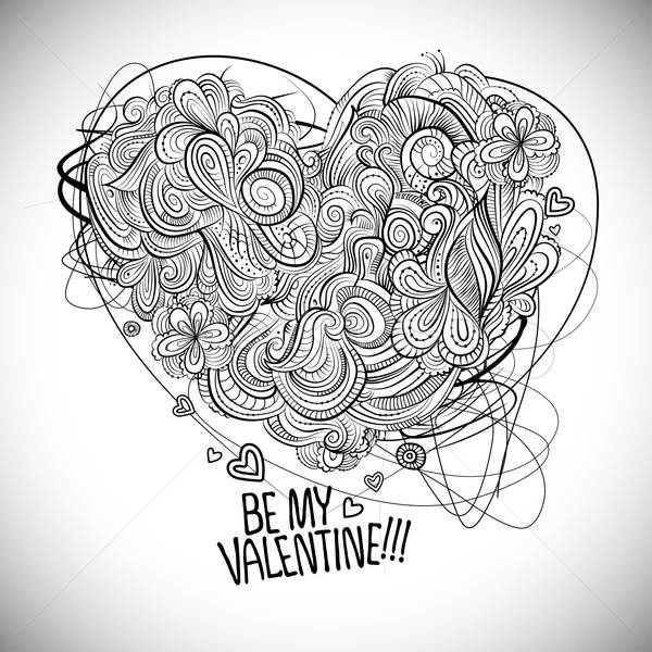 Drawing vector Greeting card of heart Be my Valentine. Stock photo © balabolka
