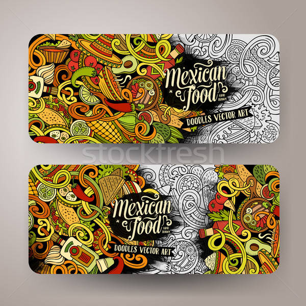 Cartoon mexican food doodles banners Stock photo © balabolka