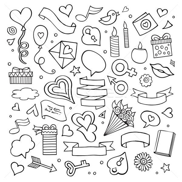 Stock photo: Set of love doodle icons vector