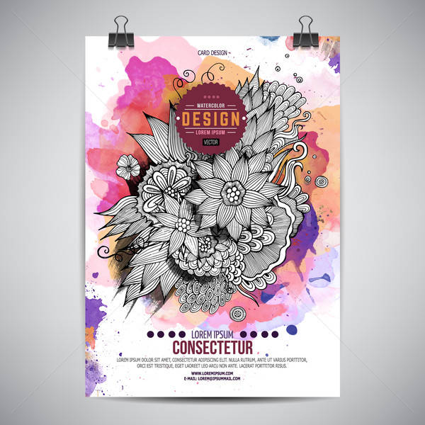 [[stock_photo]]: Vecteur · couleur · pour · aquarelle · peinture · floral · affiche · modèle