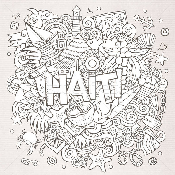Haiti hand lettering and doodles elements background Stock photo © balabolka