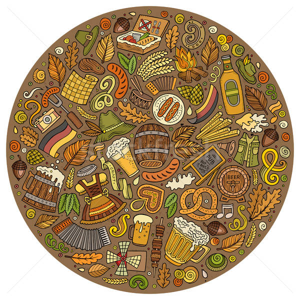 Vector set of Beer cartoon doodle objects, symbols and items. Stock photo © balabolka